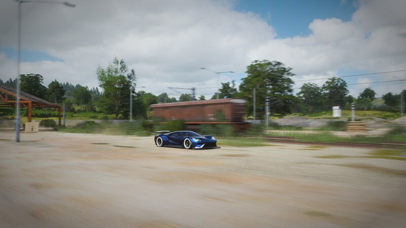 Blue Sports Car — Dynamic, Afternoon, 3d Render, Train