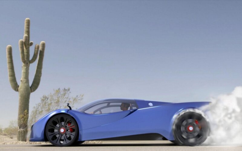 Blue Sports Car — Dynamic, Afternoon, Digital Art