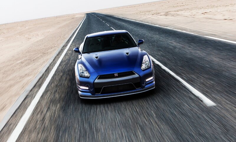 Blue Sports Car — Dynamic, Afternoon, Photograph, Road, Desert