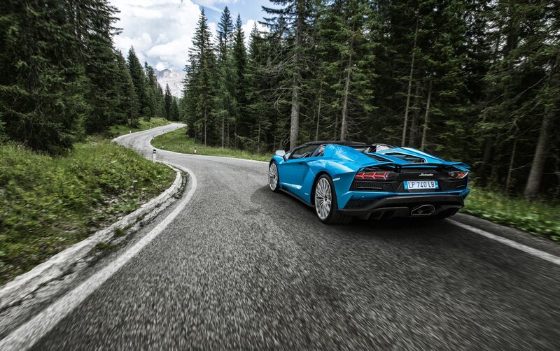 Blue Sports Car — Dynamic, Afternoon, Photograph, Road, Forest