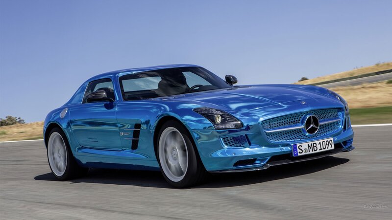 Blue Sports Car — Dynamic, Afternoon, Photograph, Road, Hills, Sky