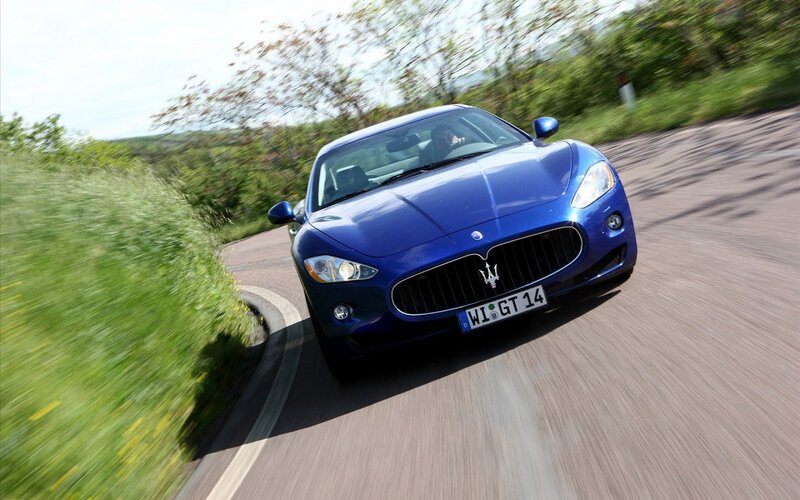 Blue Sports Car — Dynamic, Afternoon, Photograph, Road, Trees, Driver, Green