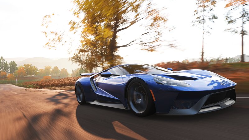 Blue Sports Car — Dynamic, Autumn, 3d Render