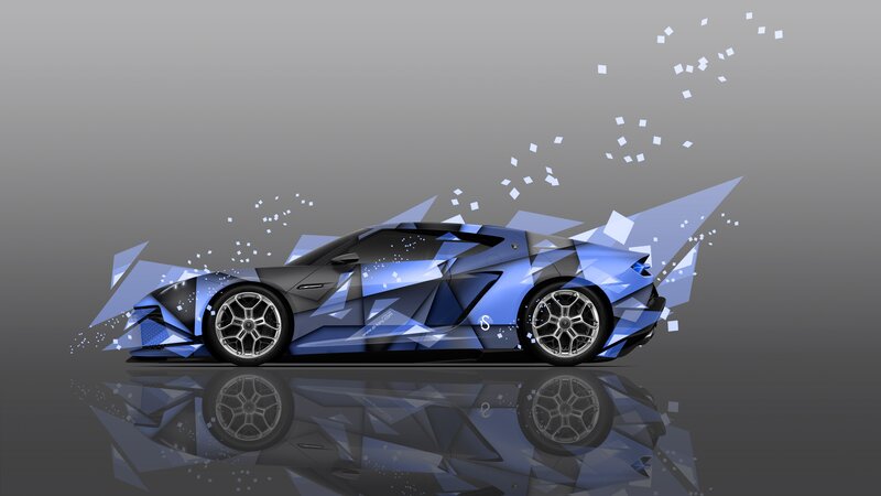 Blue Sports Car — Dynamic, Digital Art, Reflection