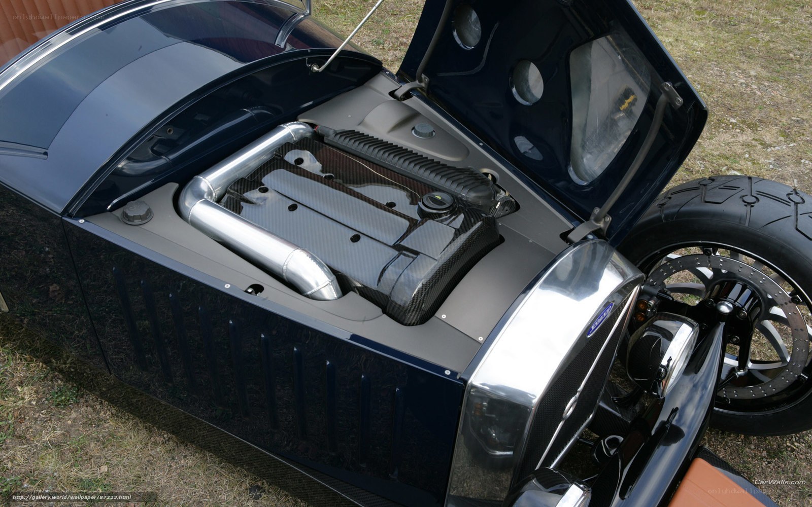 blue sports car engine
