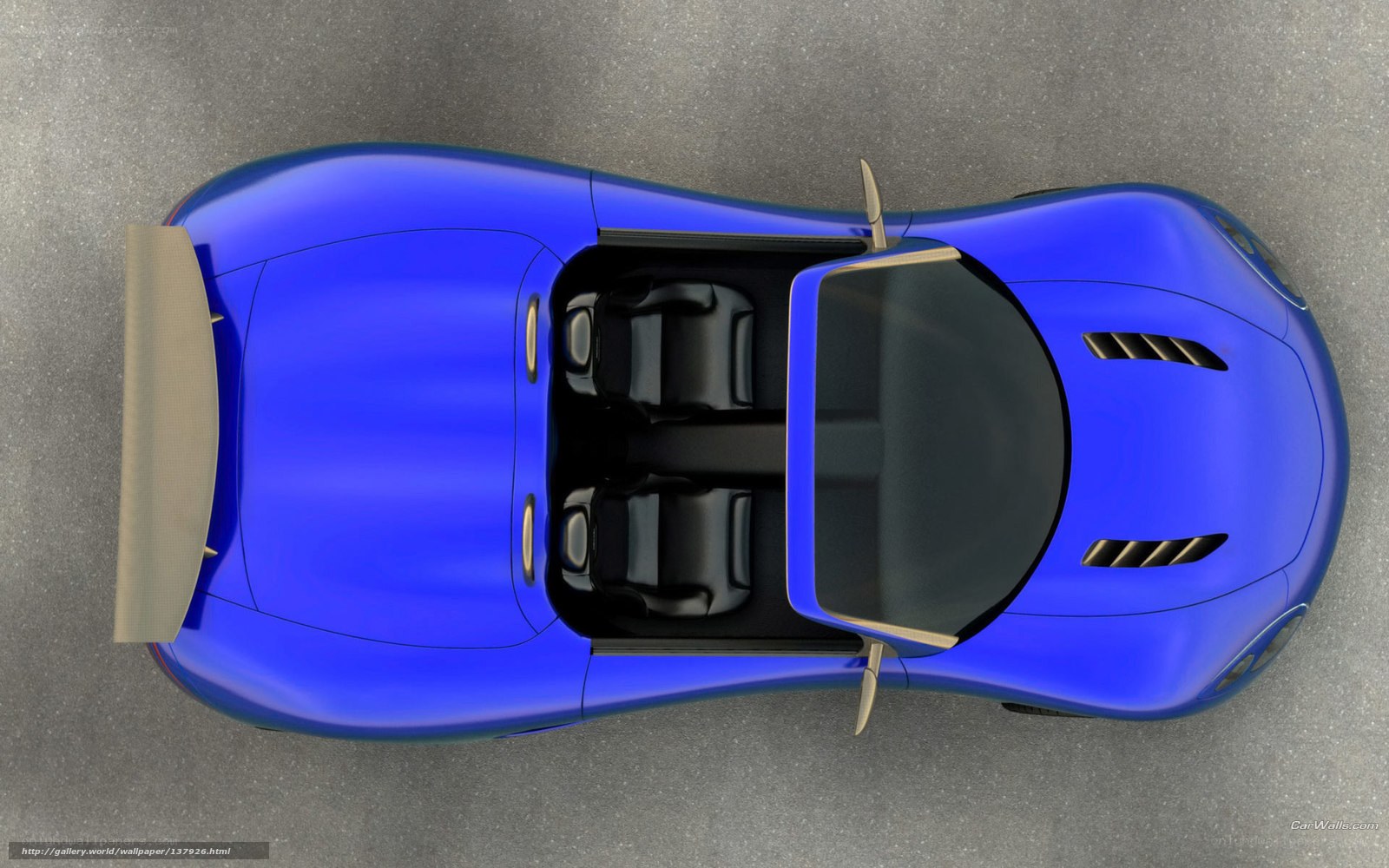Blue sports car from above