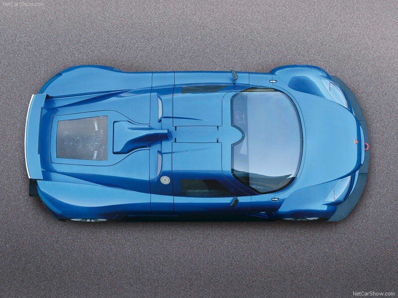 blue sports car from above