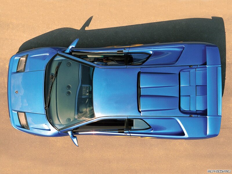 blue sports car from above