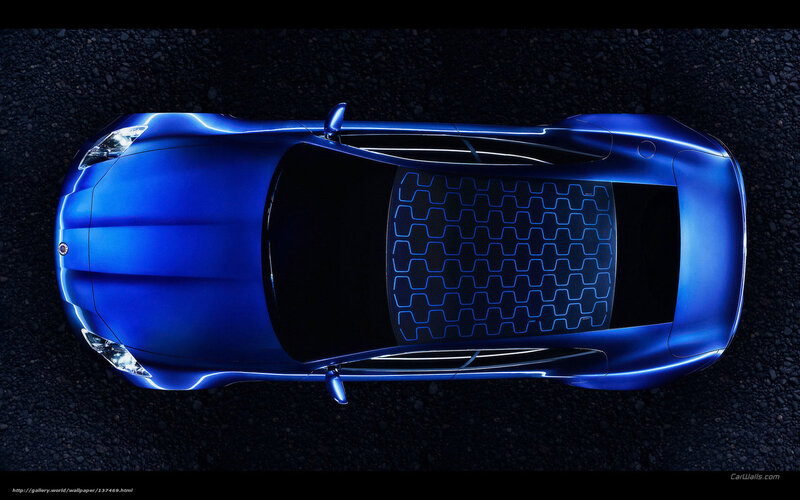 blue sports car from above