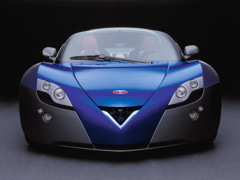 blue sports car front view