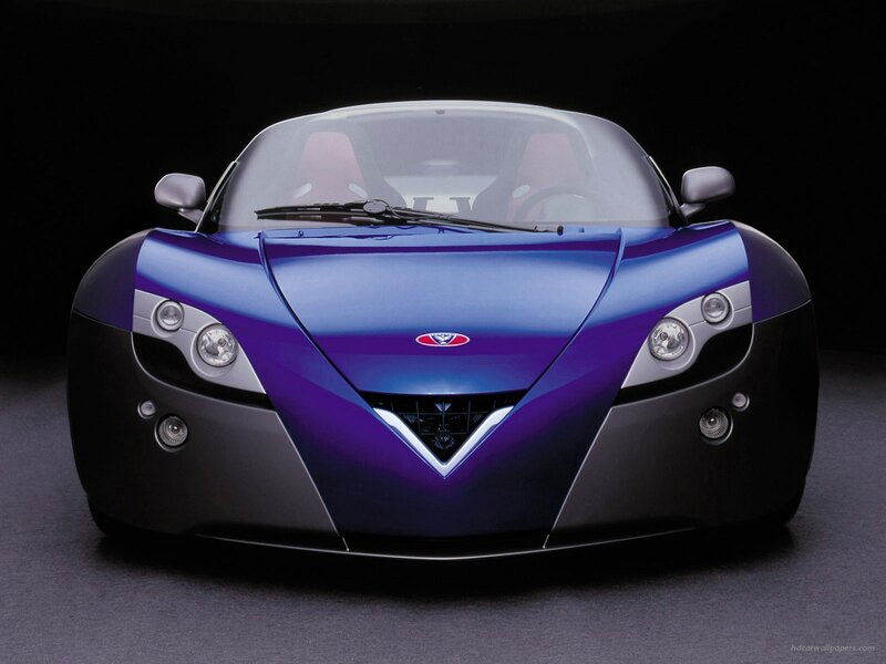 blue sports car front view