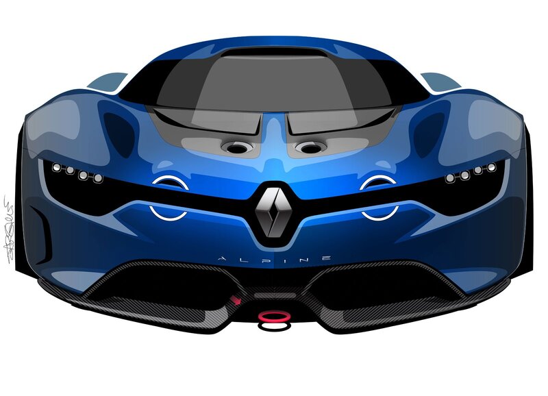 blue sports car front view