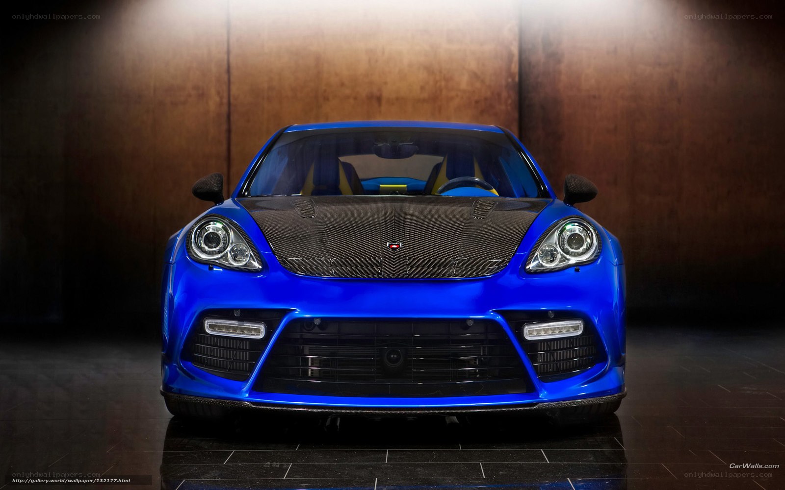 blue sports car front view