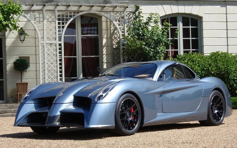 Blue Sports Car — Gray