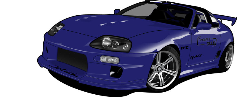 blue sports car illustration