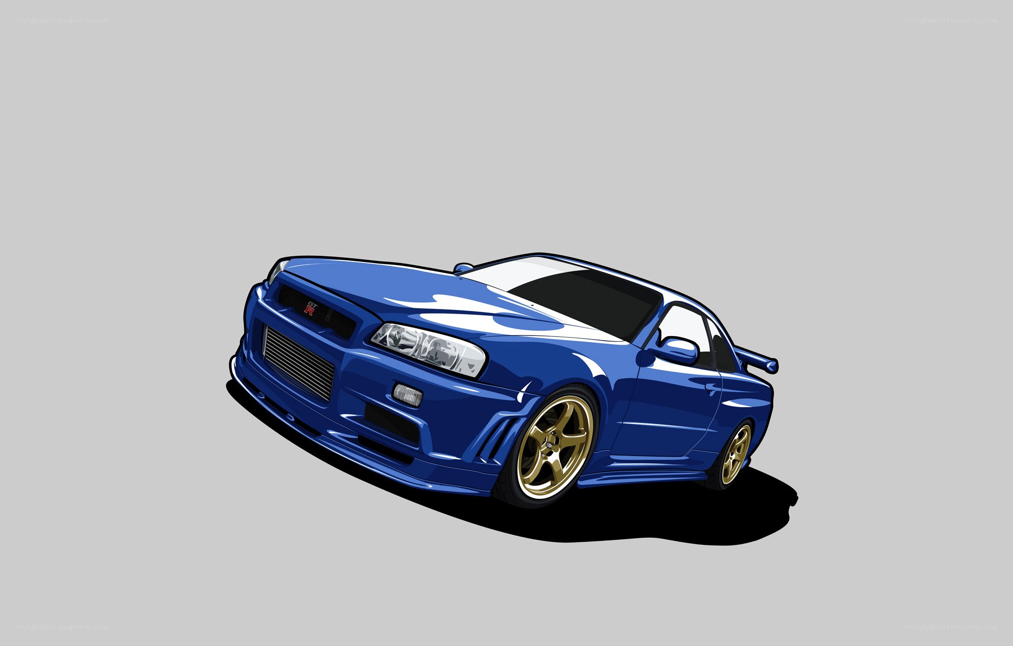 blue sports car illustration
