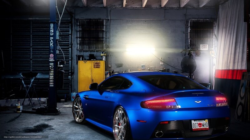 Blue Sports Car in Garage — Dramatic