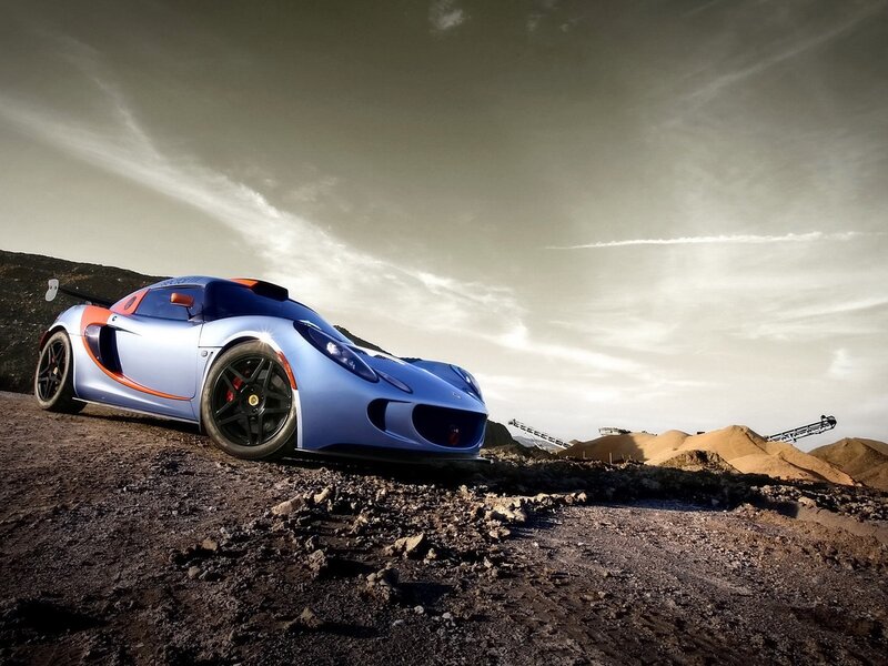 Blue sports car in quarry