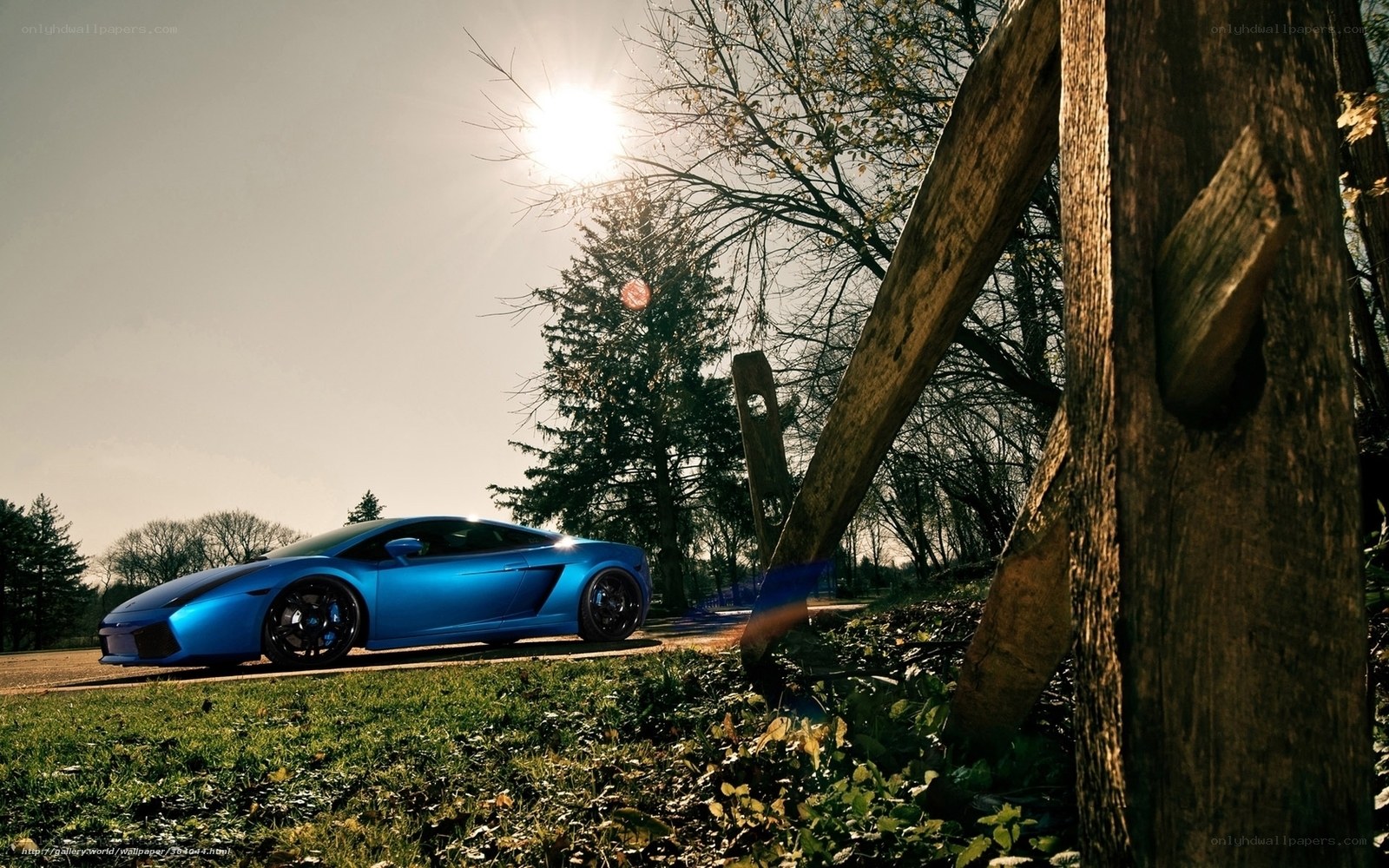 Blue sports car in sunlight