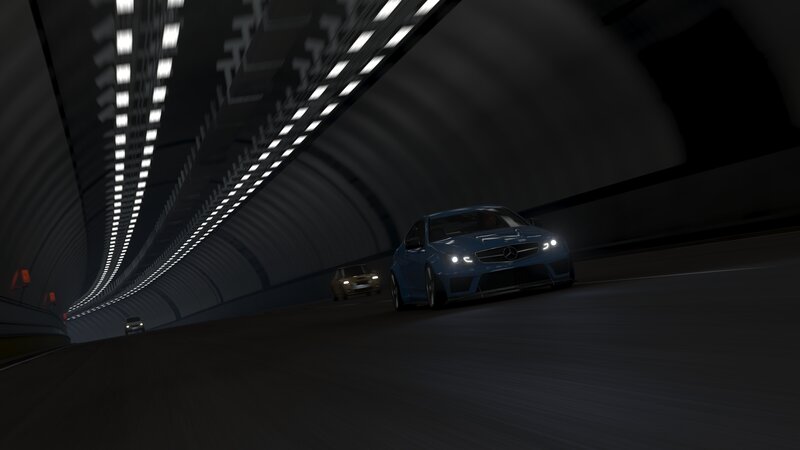 Blue Sports Car in Tunnel — Black