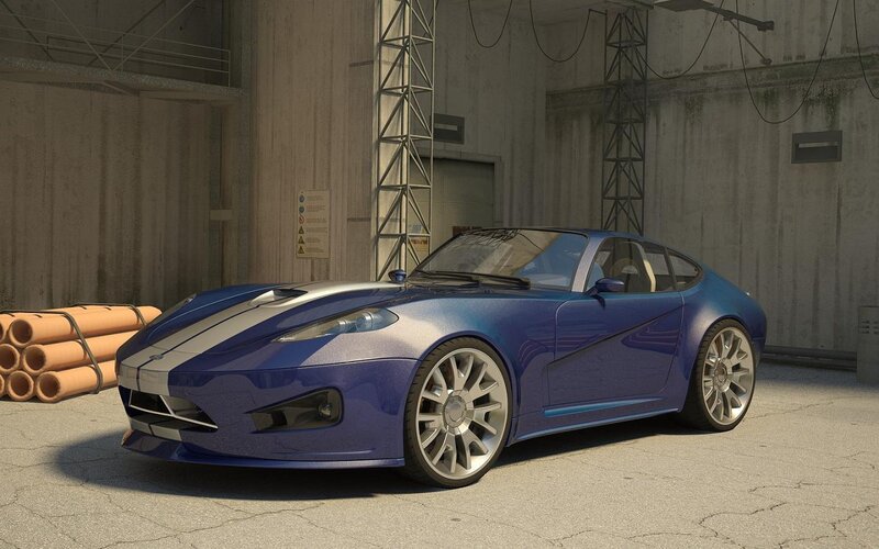 Blue Sports Car — Industrial