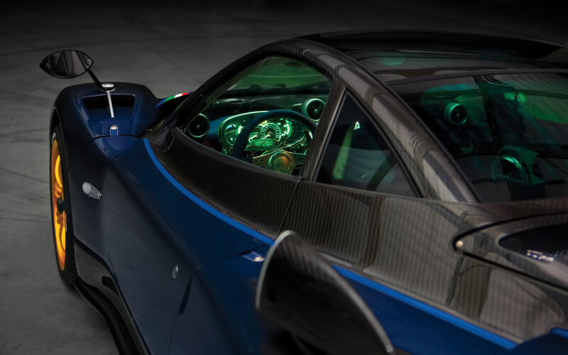 blue sports car interior