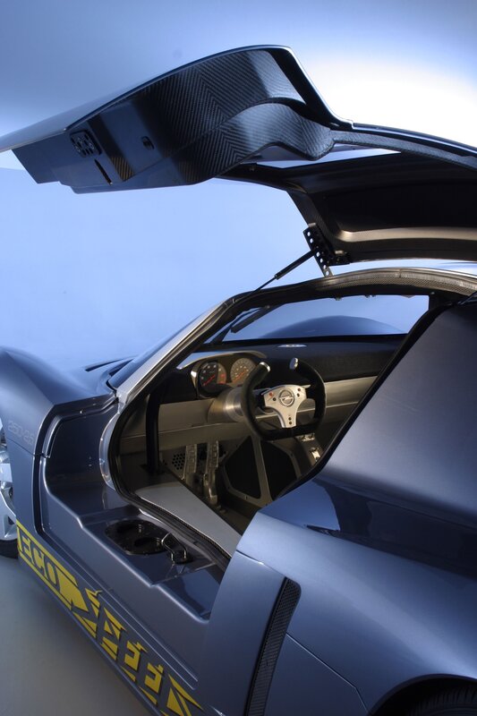 Blue sports car interior