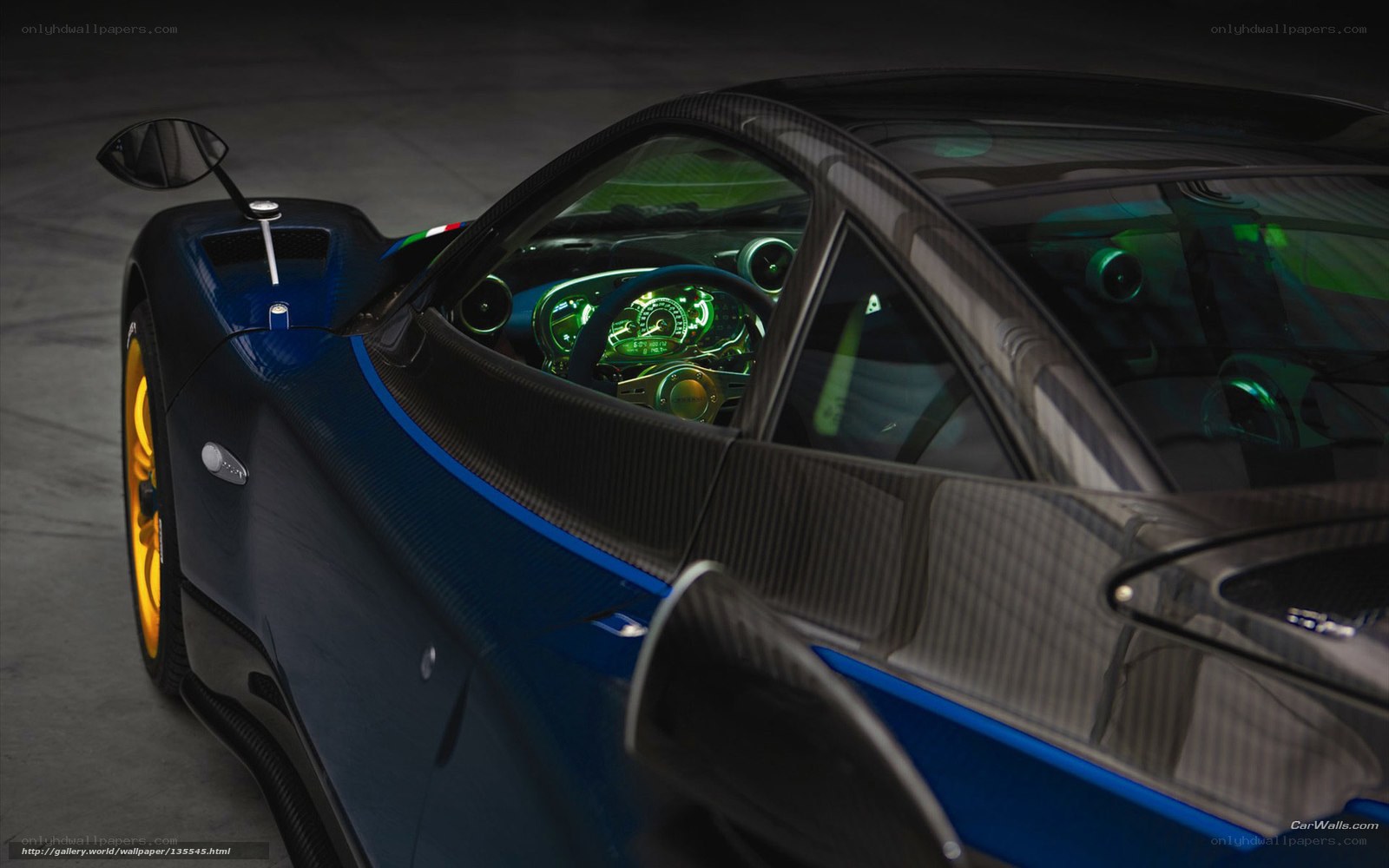 blue sports car interior
