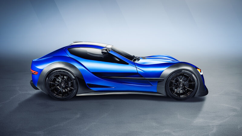 Blue Sports Car — Modern, 3d Render, Wheels, Windows