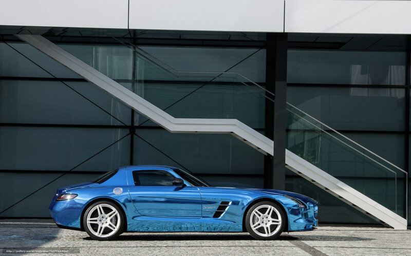 Blue Sports Car — Modern, Afternoon, Photograph, Building, Staircase, Pavement