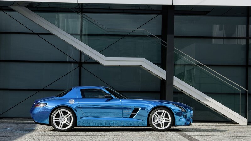 Blue Sports Car — Modern, Afternoon, Photograph, Building