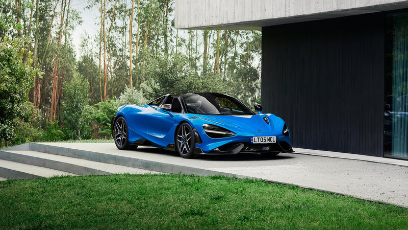 Blue Sports Car — Modern, Afternoon, Photograph, House