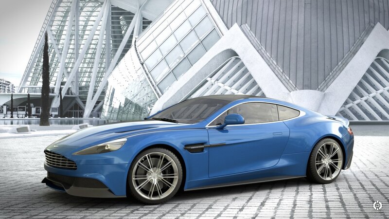 Blue Sports Car — Modern, Digital Art