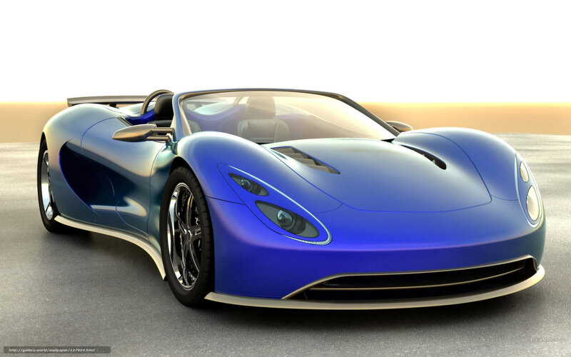 Blue Sports Car — Modern, Sunset