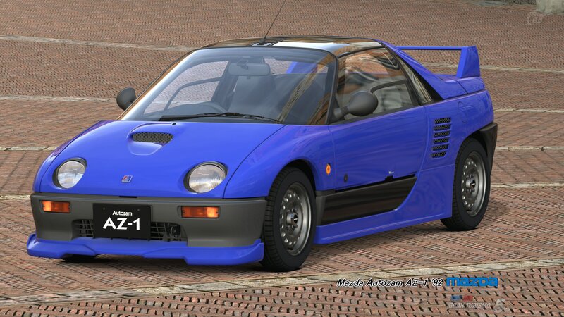 Blue Sports Car — Neutral, 3d Render, Brick Pavement