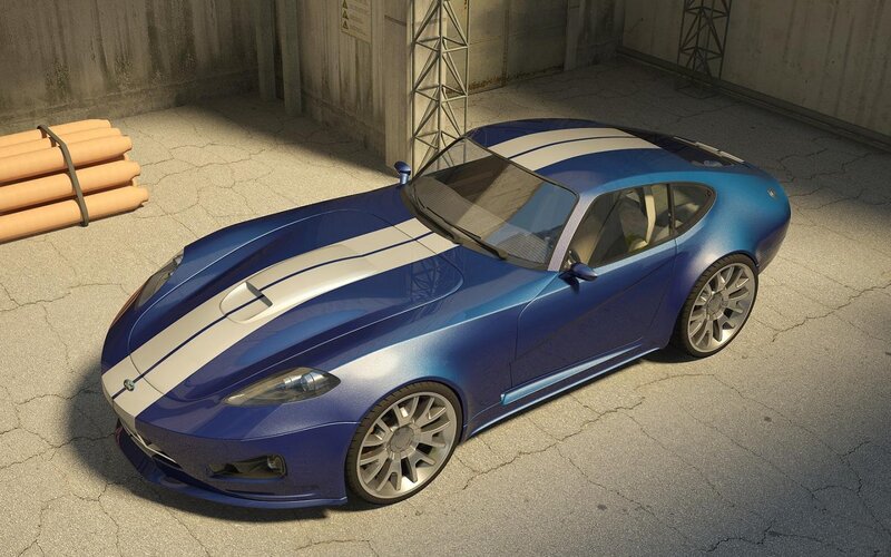 Blue Sports Car — Neutral, 3d Render, Concrete Floor