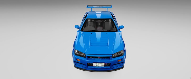 Blue Sports Car — Neutral, 3d Render, Rear Wing
