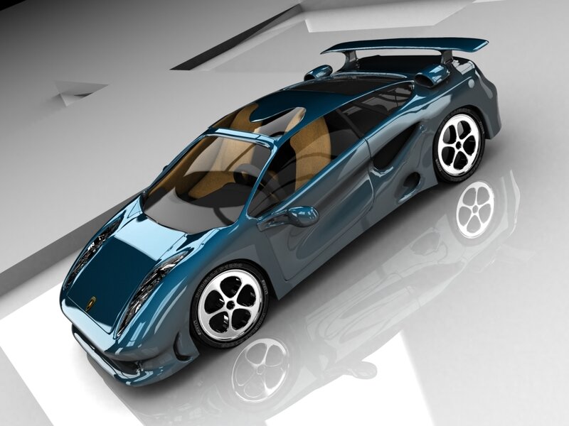 Blue Sports Car — Neutral, 3d Render, Wheels, Tire
