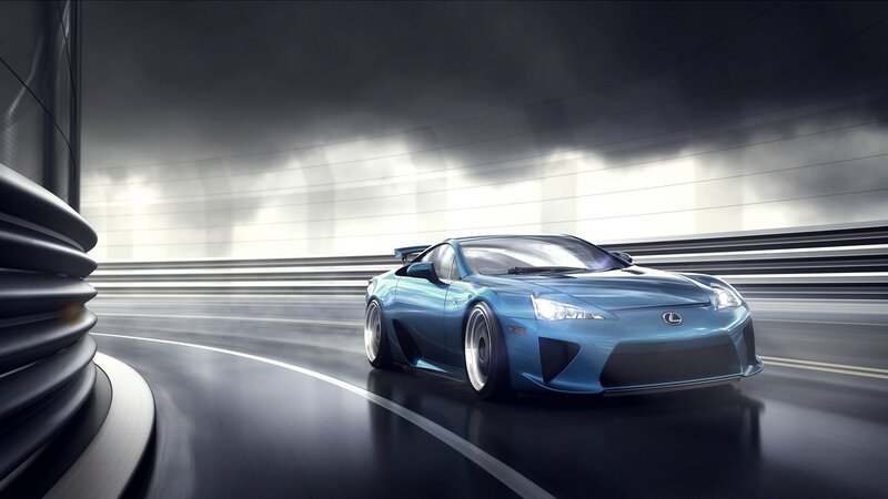 Blue sports car on a track