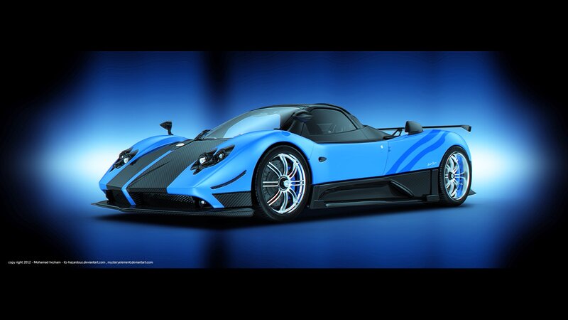 blue sports car on blue background