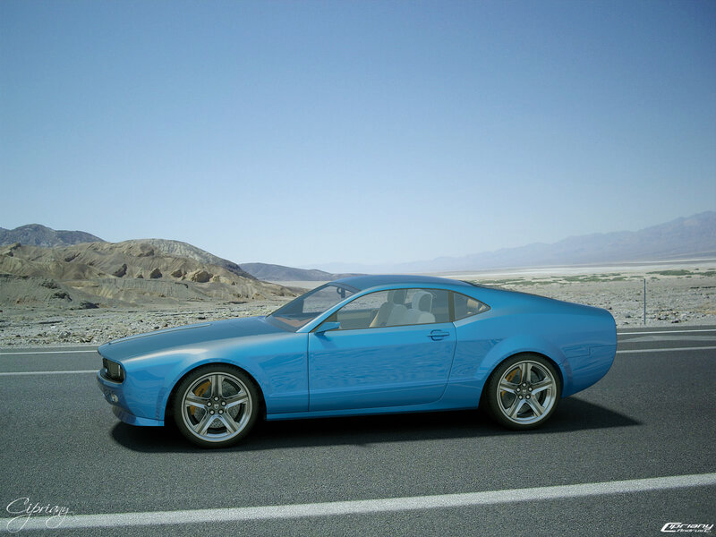 Blue sports car on desert road