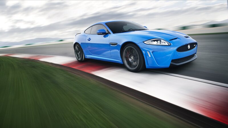 Blue sports car on racetrack