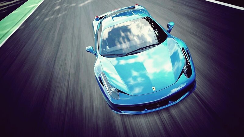 blue sports car on racetrack