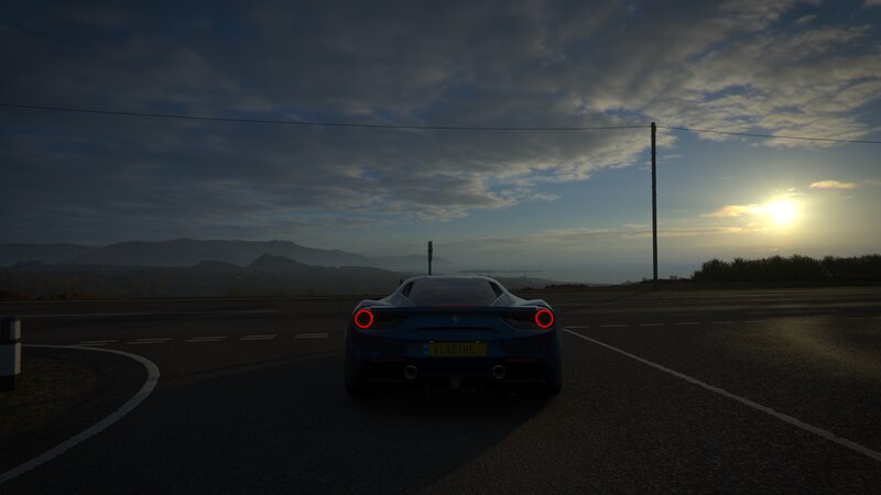 Blue Sports Car on Road — Dark Blue