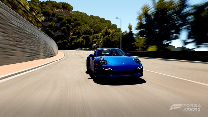 Blue Sports Car on Road — Dynamic, Afternoon, 3d Render