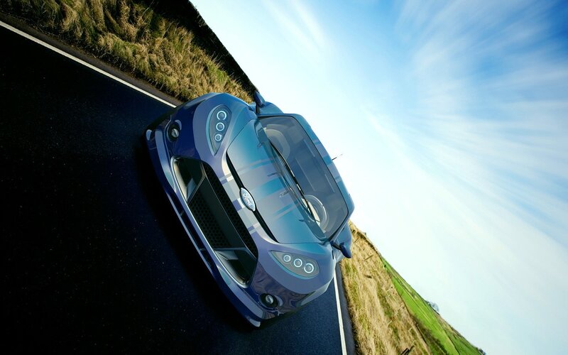 Blue Sports Car on Road — Dynamic