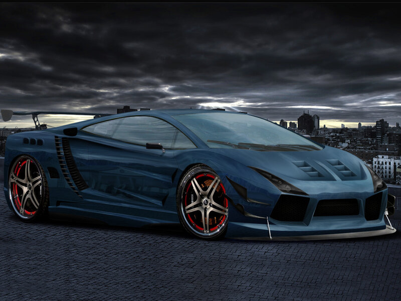 blue sports car on rooftop