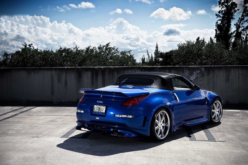blue sports car on rooftop