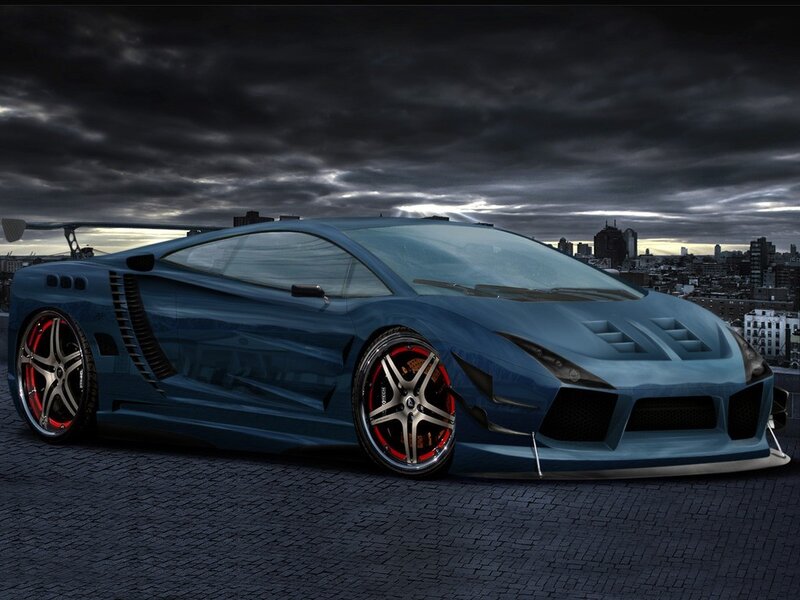 blue sports car on rooftop