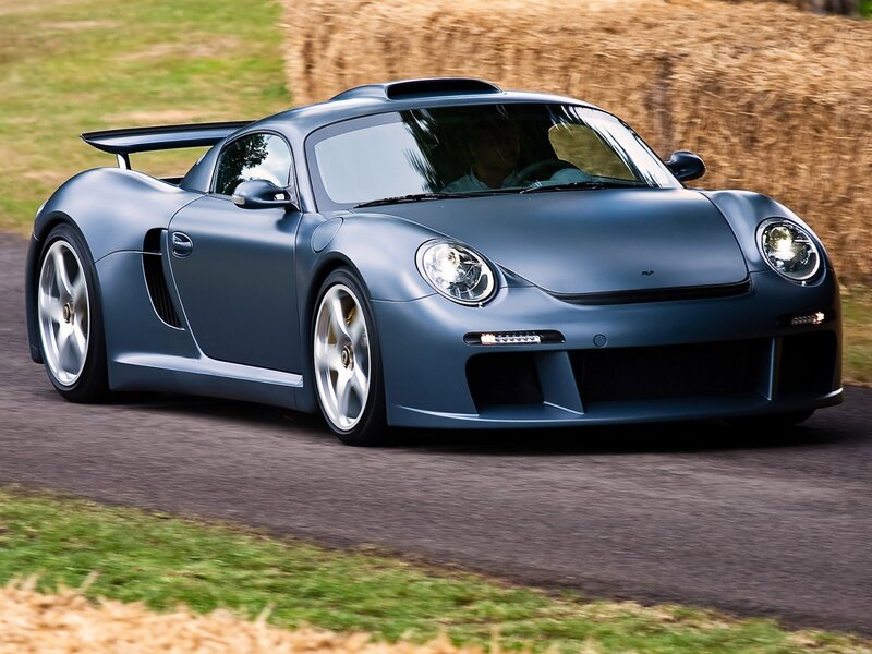 blue sports car on track